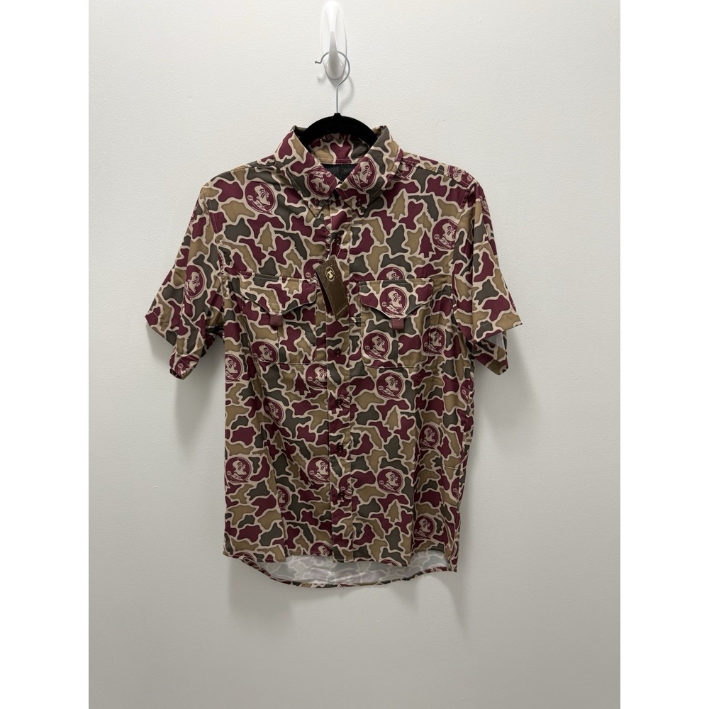 Amigo Provisions Florida State Seminoles Camo Fishing Shirt Small FSU Short Slee